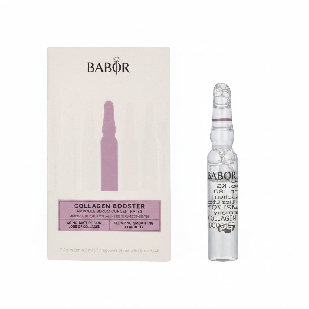 BABOR Collagen Booster ampoule serum concentrates for aging skin, plumping, smoothing, and elasticity. 7-day treatment.
