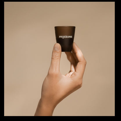 Evidfit Proceanis Hyaluron Collagen Drink shot glass with logo, for skin hydration and structure.